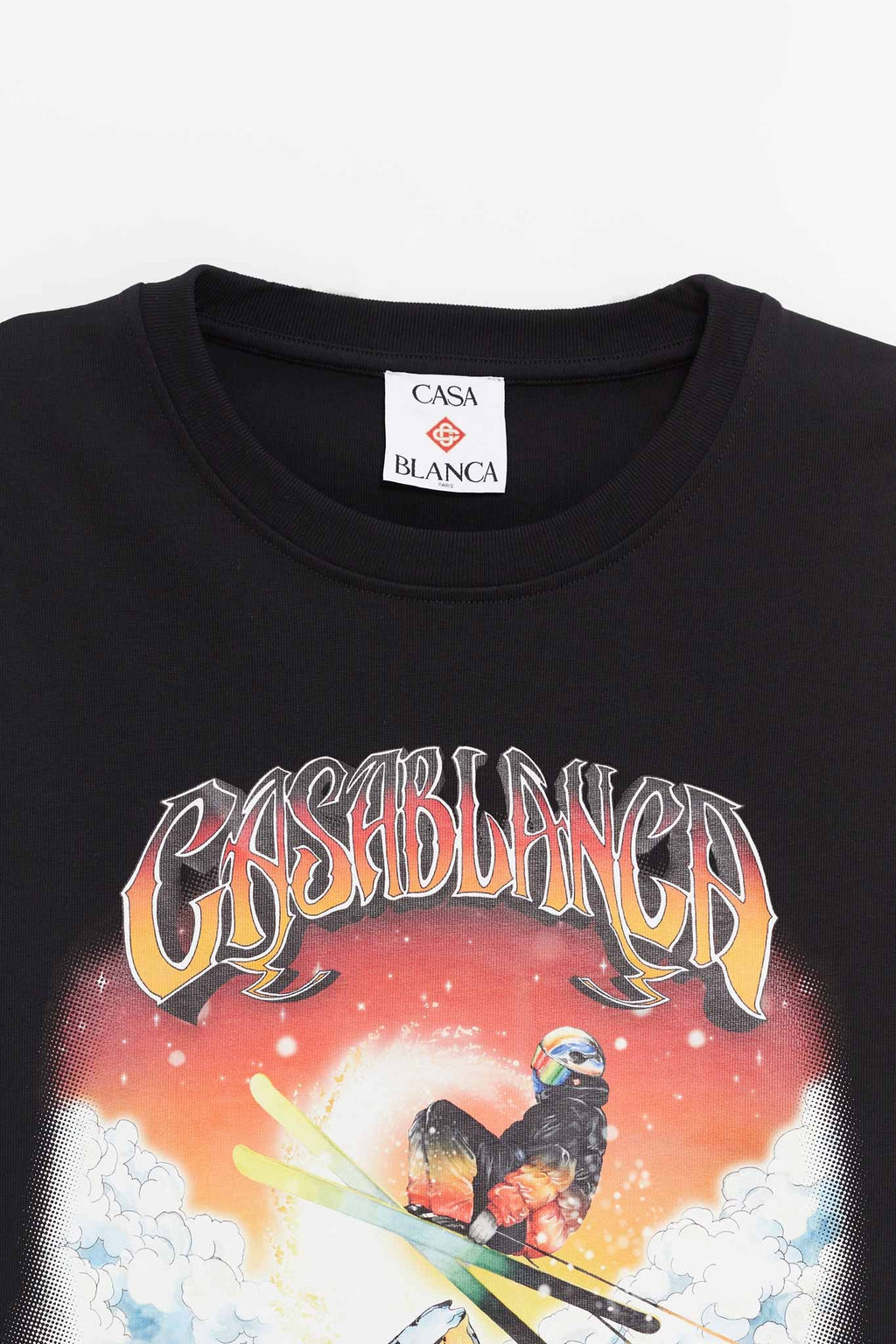 CASABLANCA BLACK SKI PRINTED LONG SLEEVE T SHIRT