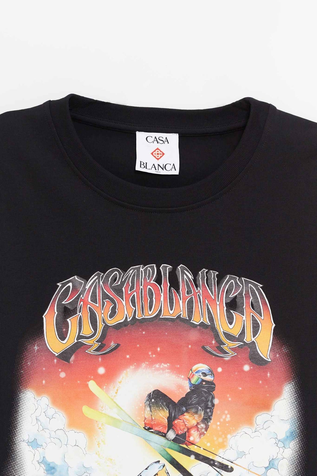 CASABLANCA BLACK SKI PRINTED LONG SLEEVE T SHIRT