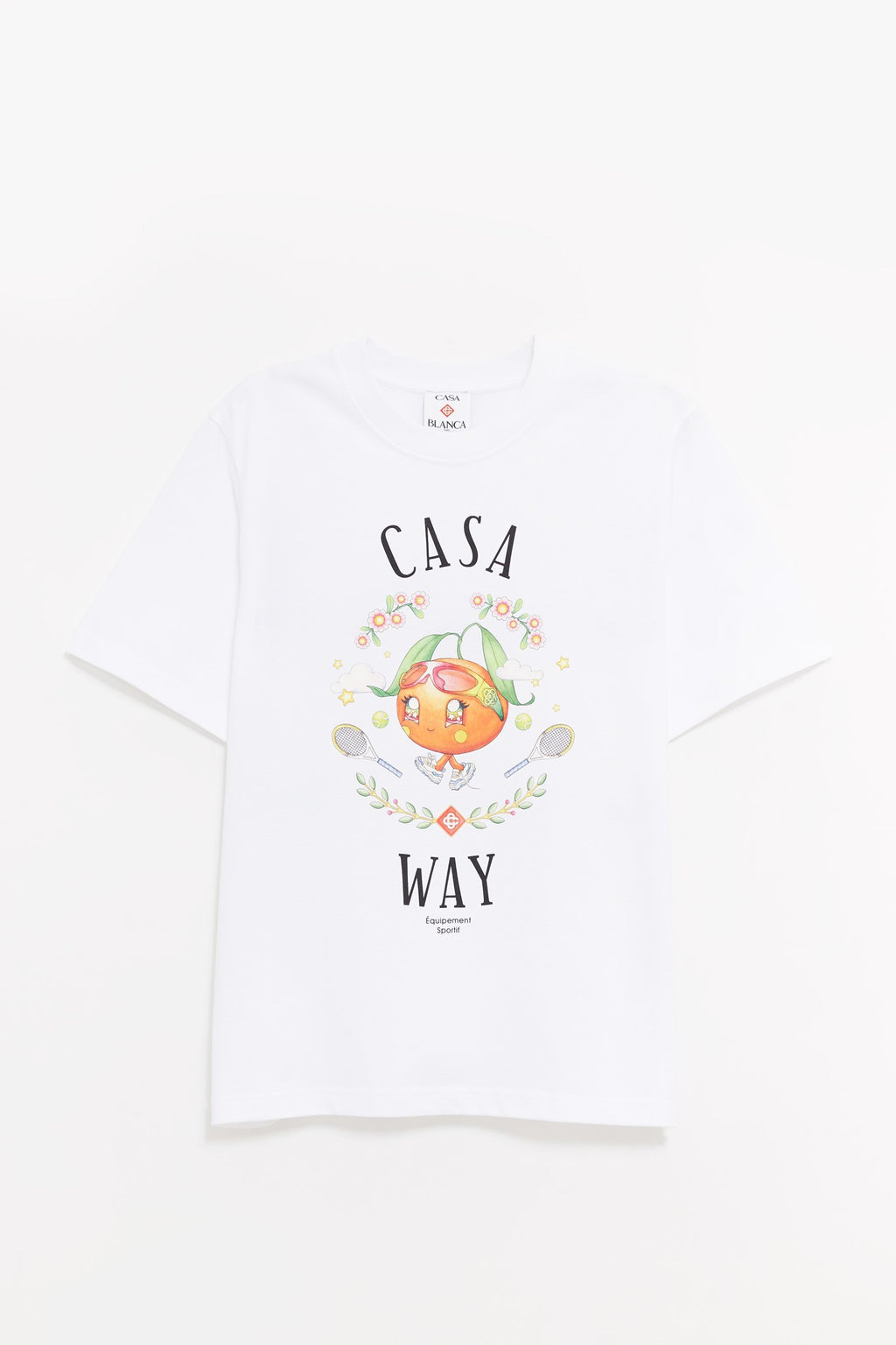 CASABLANCA WHITE CASA WAY KAWAII ORANGE PRINTED T SHIRT