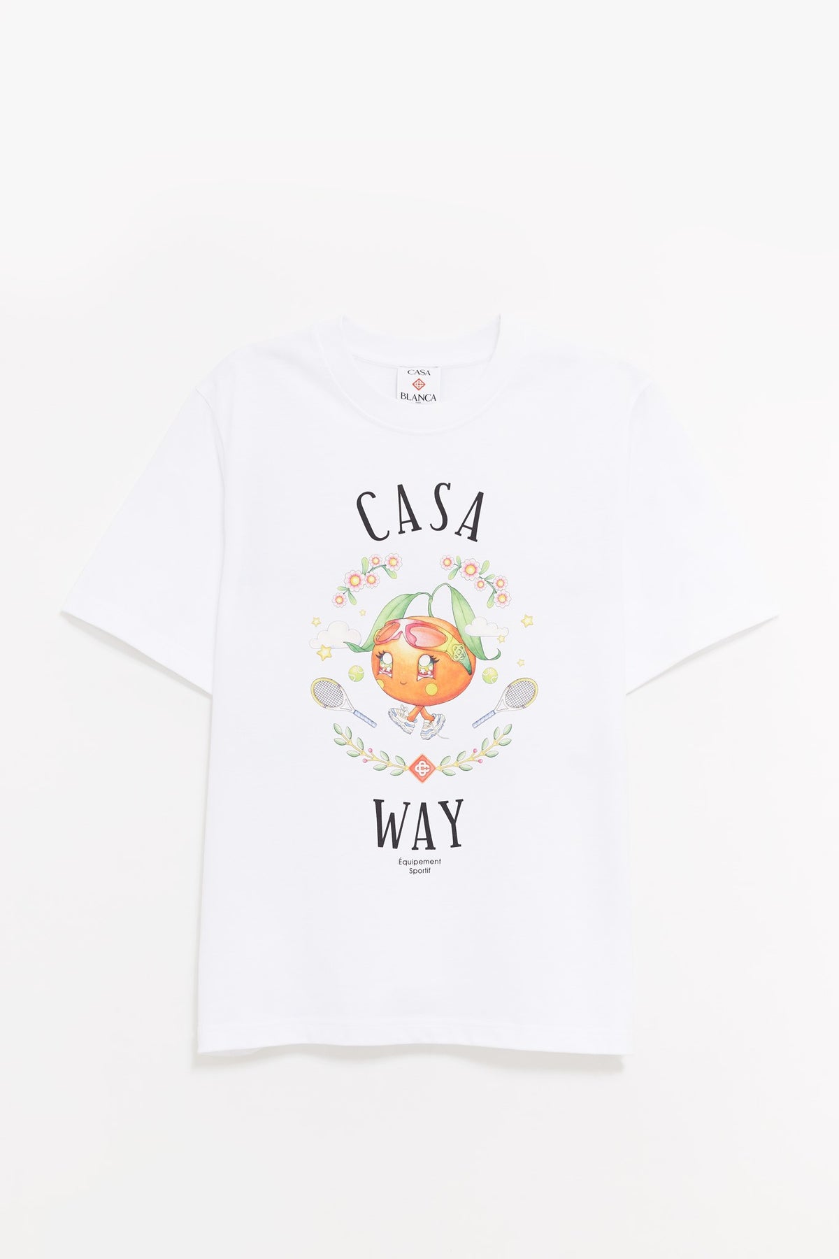 CASABLANCA WHITE CASA WAY KAWAII ORANGE PRINTED T SHIRT