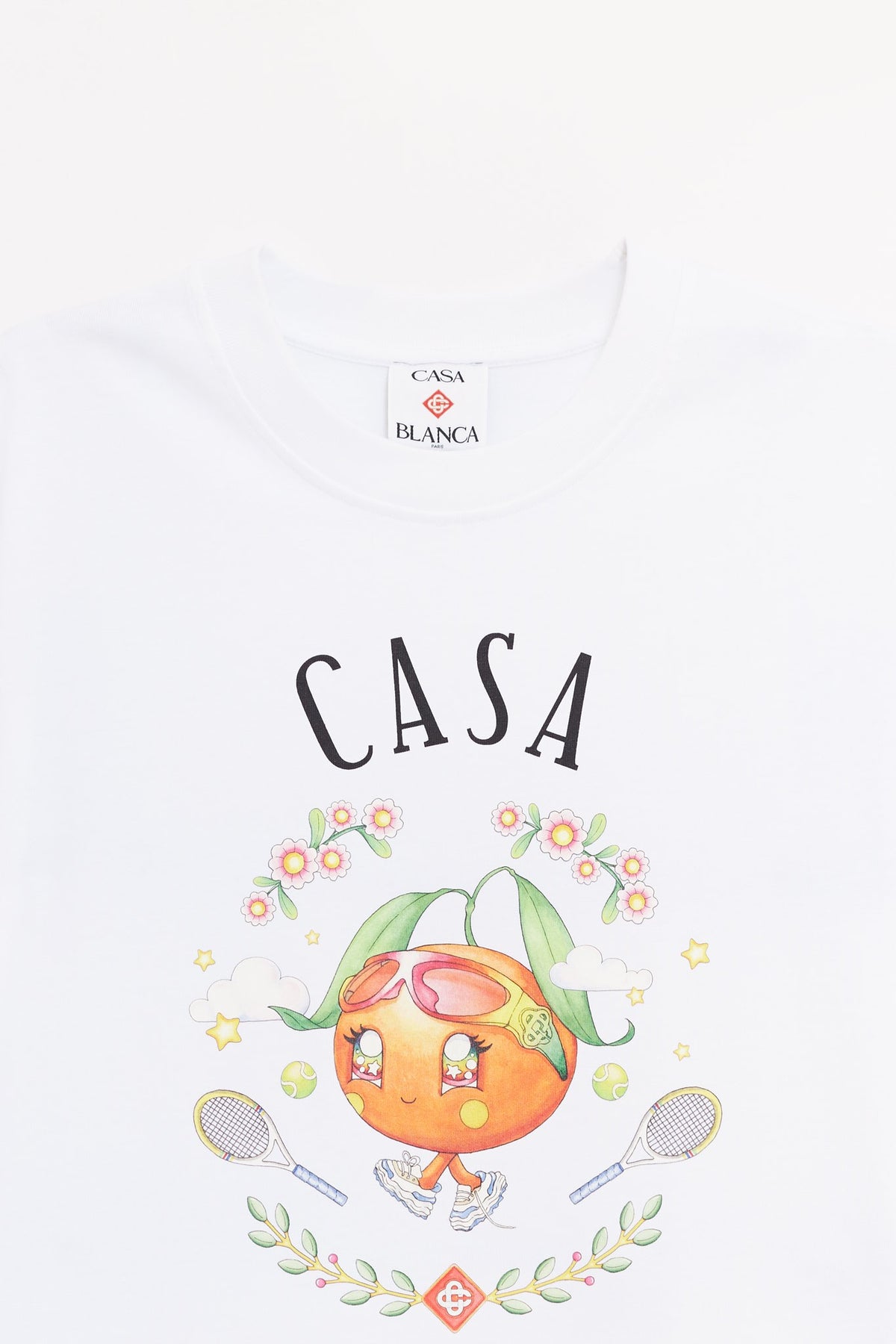 CASABLANCA WHITE CASA WAY KAWAII ORANGE PRINTED T SHIRT
