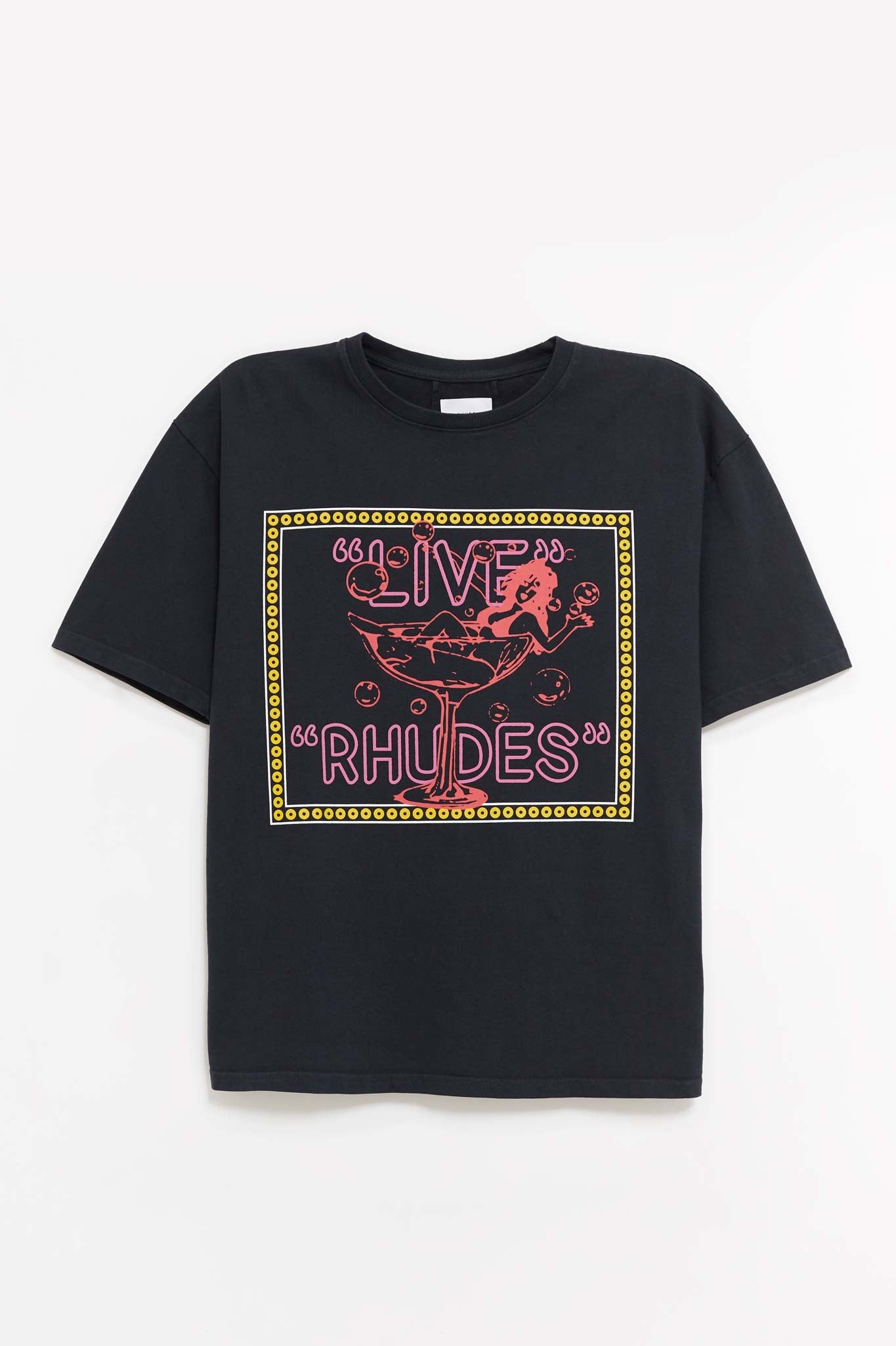 RHUDE VINTAGE BLACK LIVE RHUDES T SHIRT
