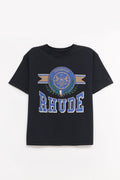 RHUDE VINTAGE BLACK COTSWOLD CREST T SHIRT