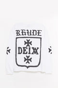 RHUDE WHITE DEIX SHIELD OVERSIZED LS T SHIRT