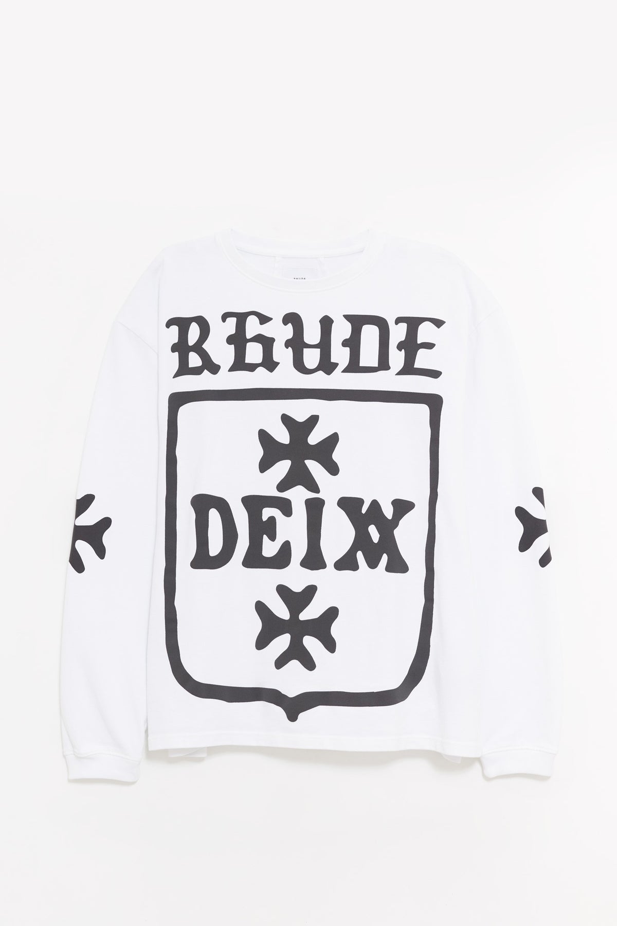 RHUDE WHITE DEIX SHIELD OVERSIZED LS T SHIRT