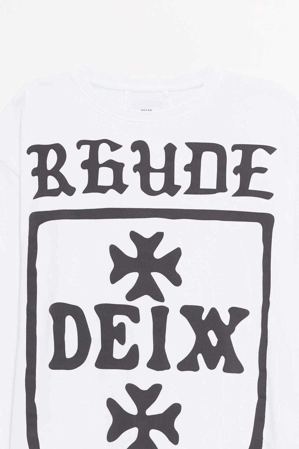 RHUDE WHITE DEIX SHIELD OVERSIZED LS T SHIRT