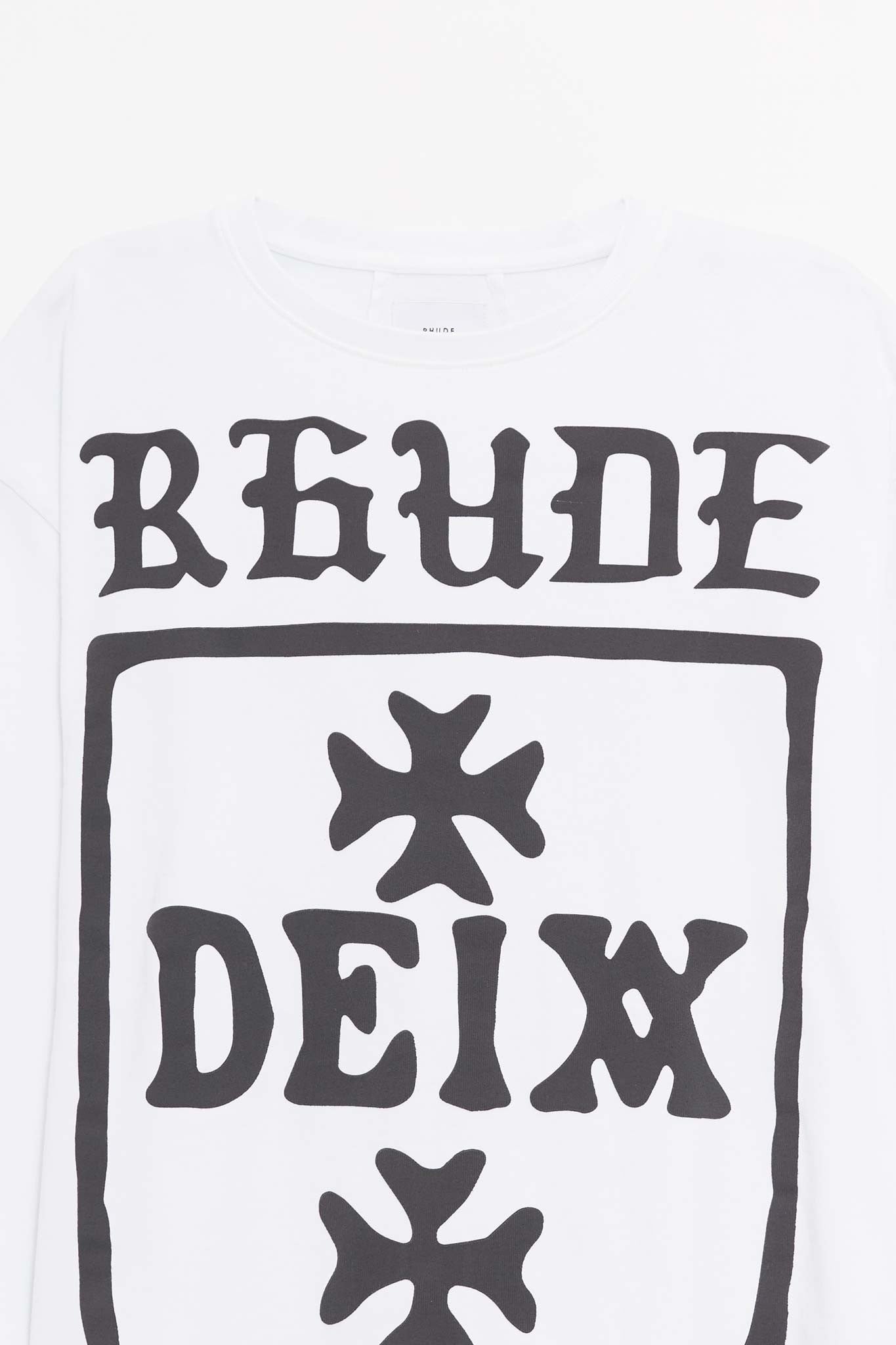 RHUDE WHITE DEIX SHIELD OVERSIZED LS T SHIRT