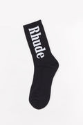 RHUDE BLACK VERTICAL LOGO SOCKS