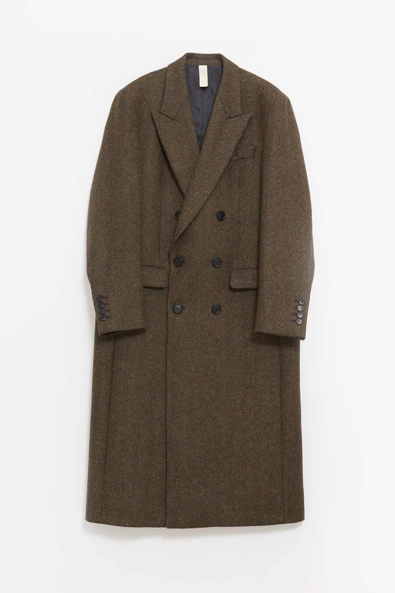 SUNFLOWER GREEN HERRINGBONE DB COAT