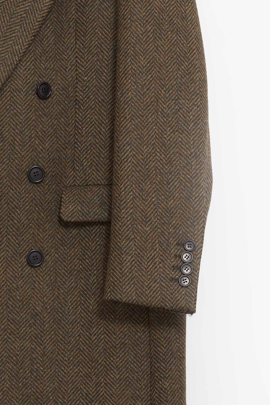 SUNFLOWER GREEN HERRINGBONE DB COAT