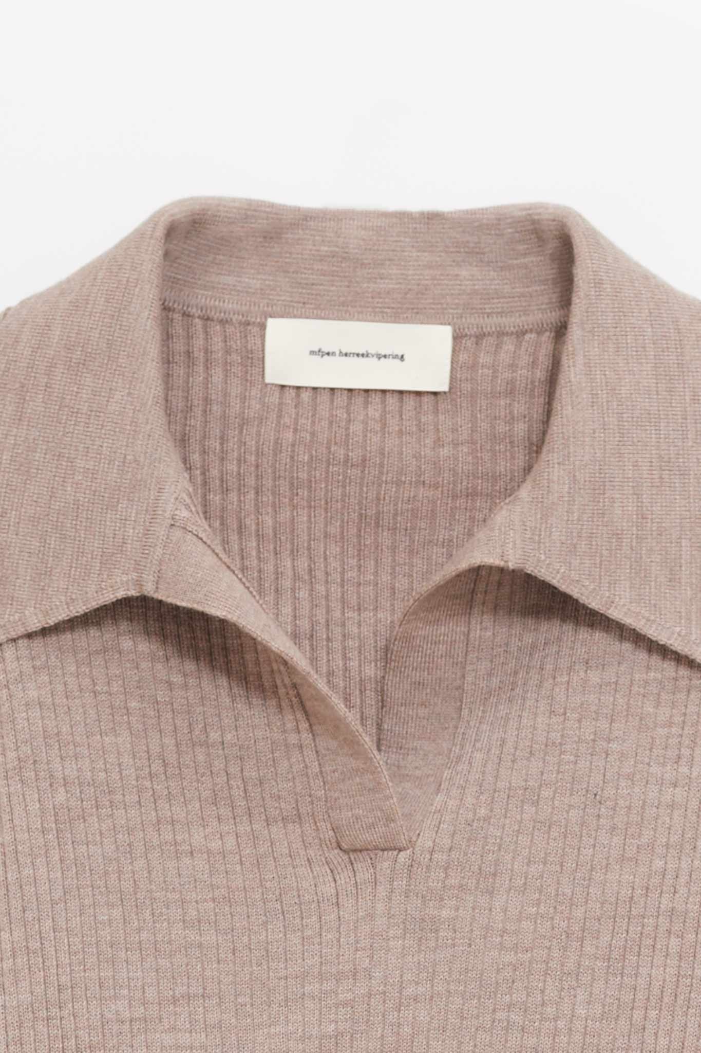 MFPEN OATMEAL OPEN PLACKET POLO
