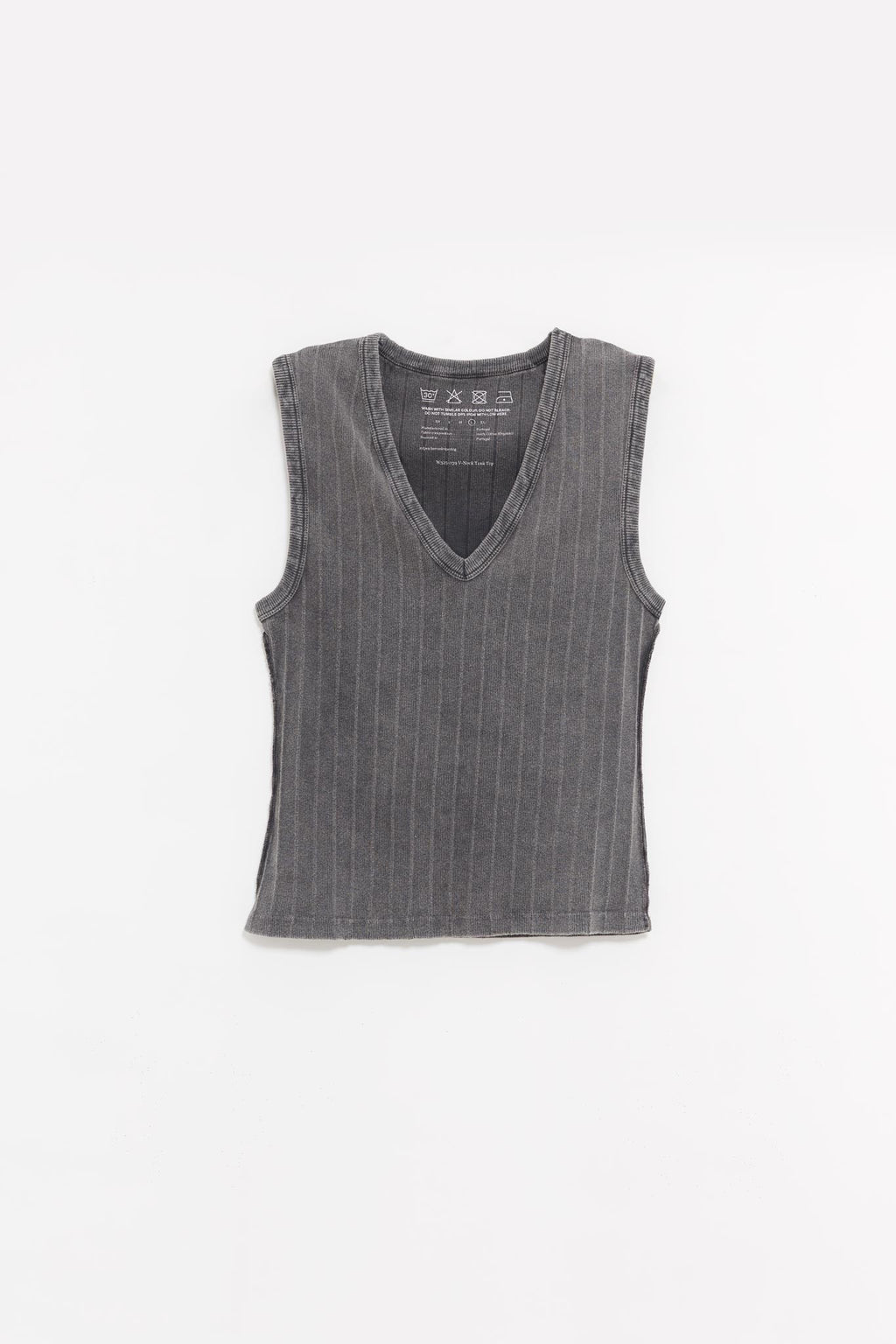 MFPEN WASHED GRAPHITE RIB V NECK TANK TOP