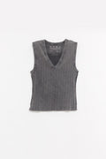 MFPEN WASHED GRAPHITE RIB V NECK TANK TOP