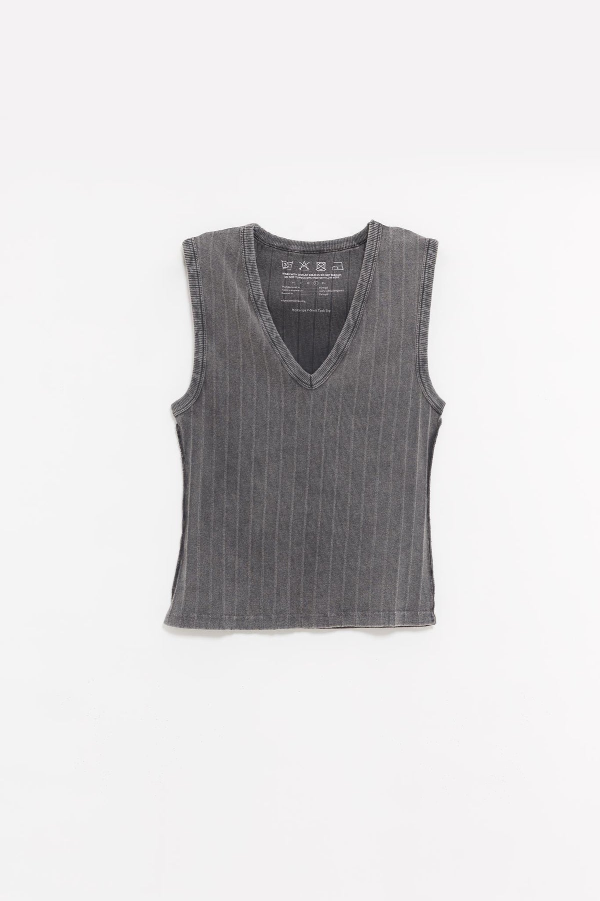 MFPEN WASHED GRAPHITE RIB V NECK TANK TOP