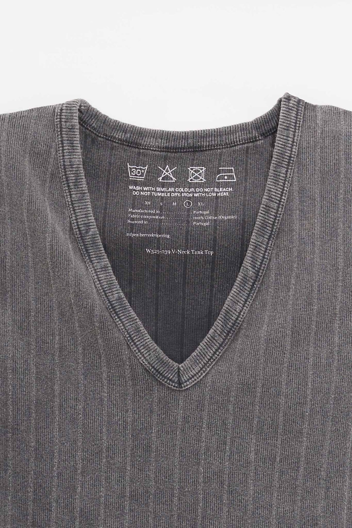 MFPEN WASHED GRAPHITE RIB V NECK TANK TOP