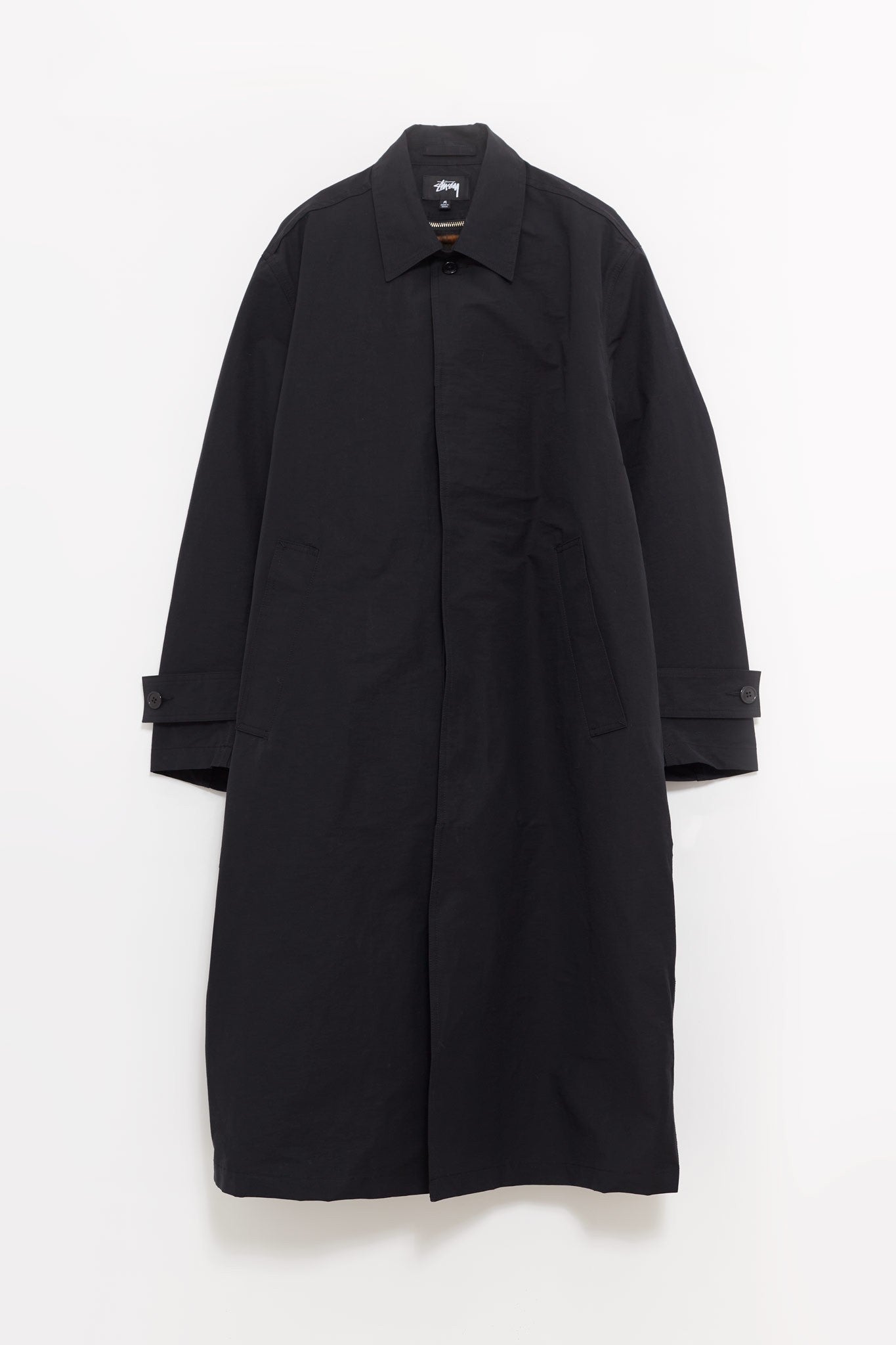 STUSSY BLACK ALL SEASON TRENCH COAT