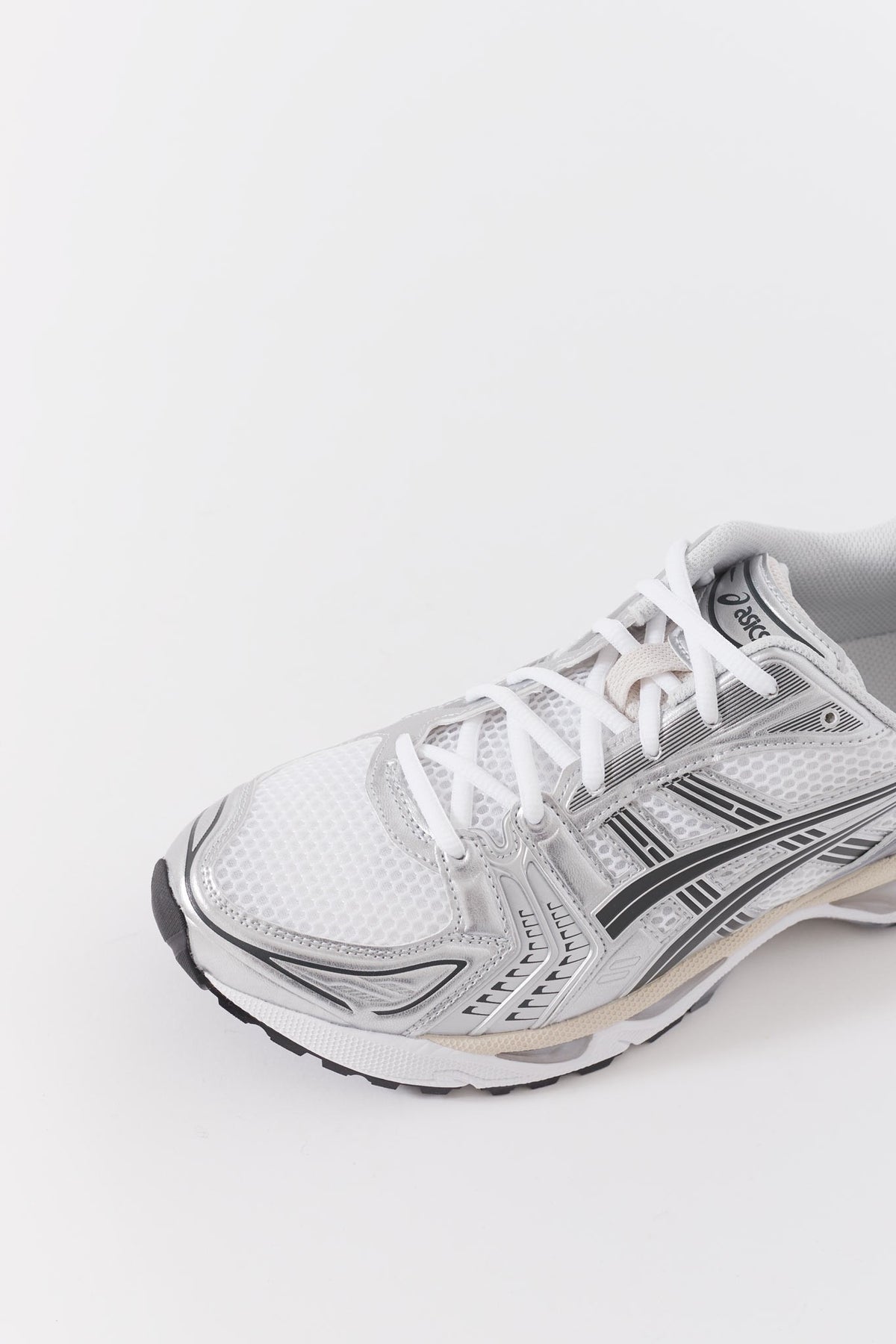 ASICS WHITE GRAPHITE GREY GEL KAYANO 14 SNEAKERS