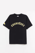 COURREGES BLACK OVERSIZED PRINTED T SHIRT