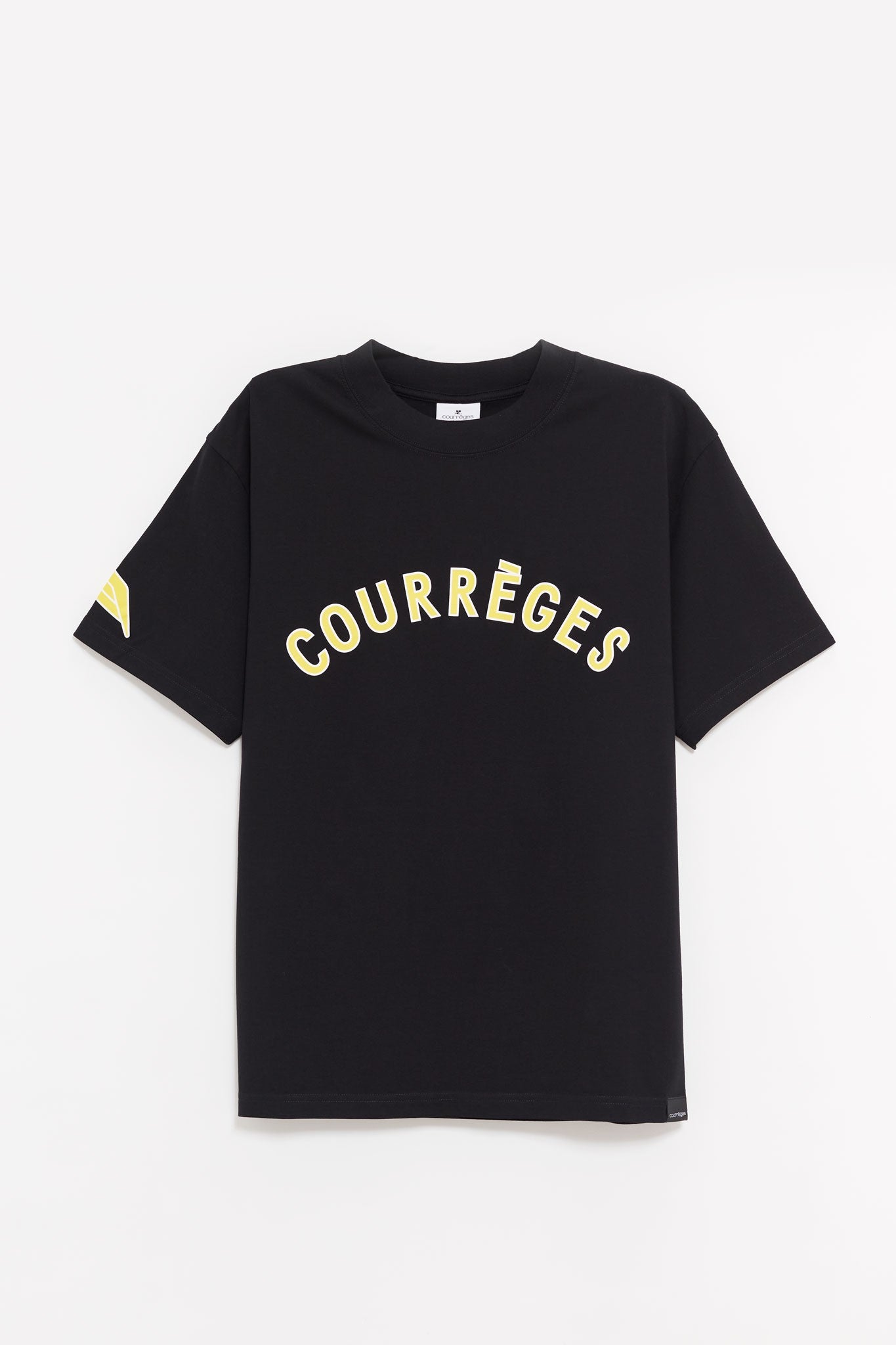 COURREGES BLACK OVERSIZED PRINTED T SHIRT