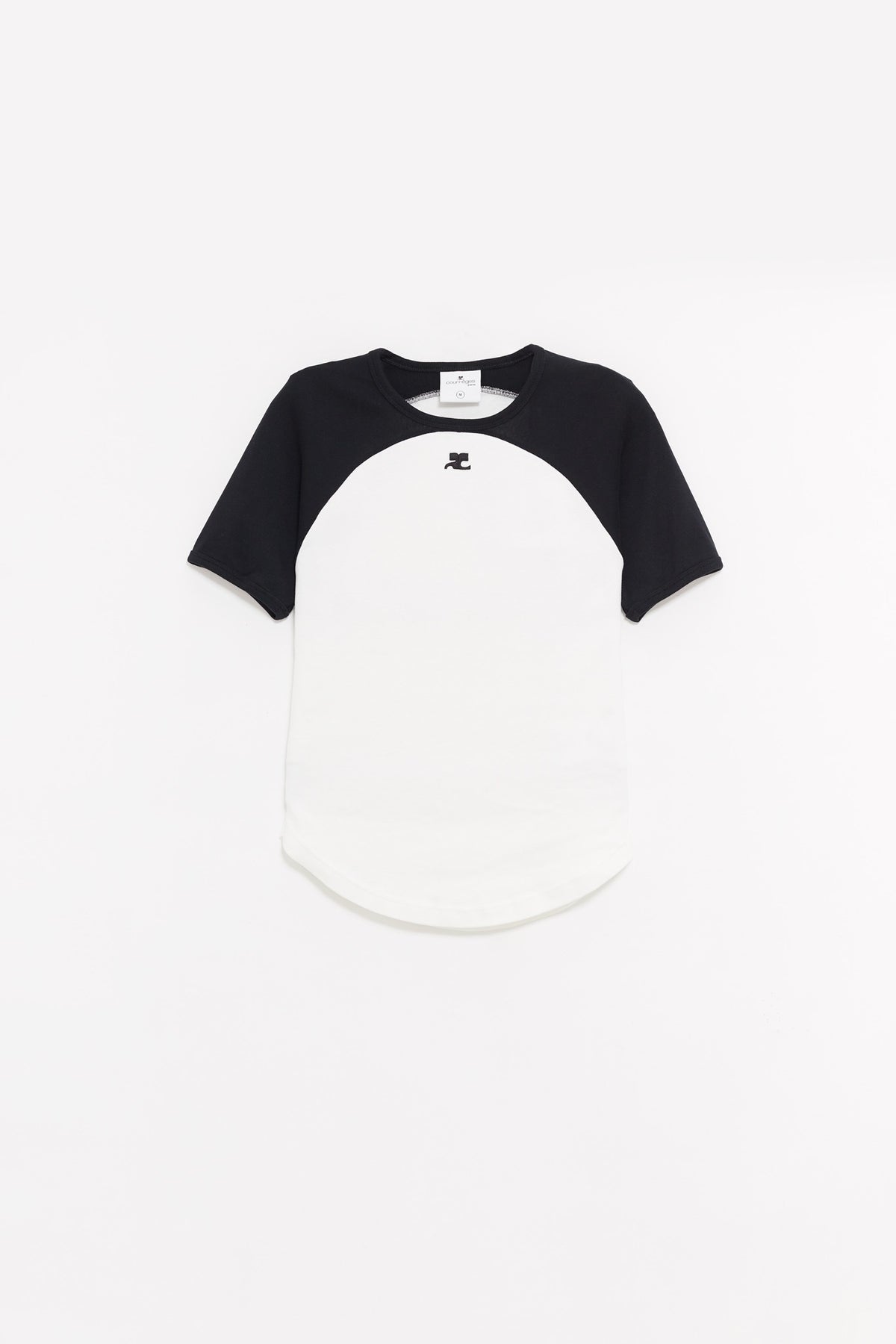COURREGES HERITAGE WHITE CIRCLE CONTRAST T SHIRT