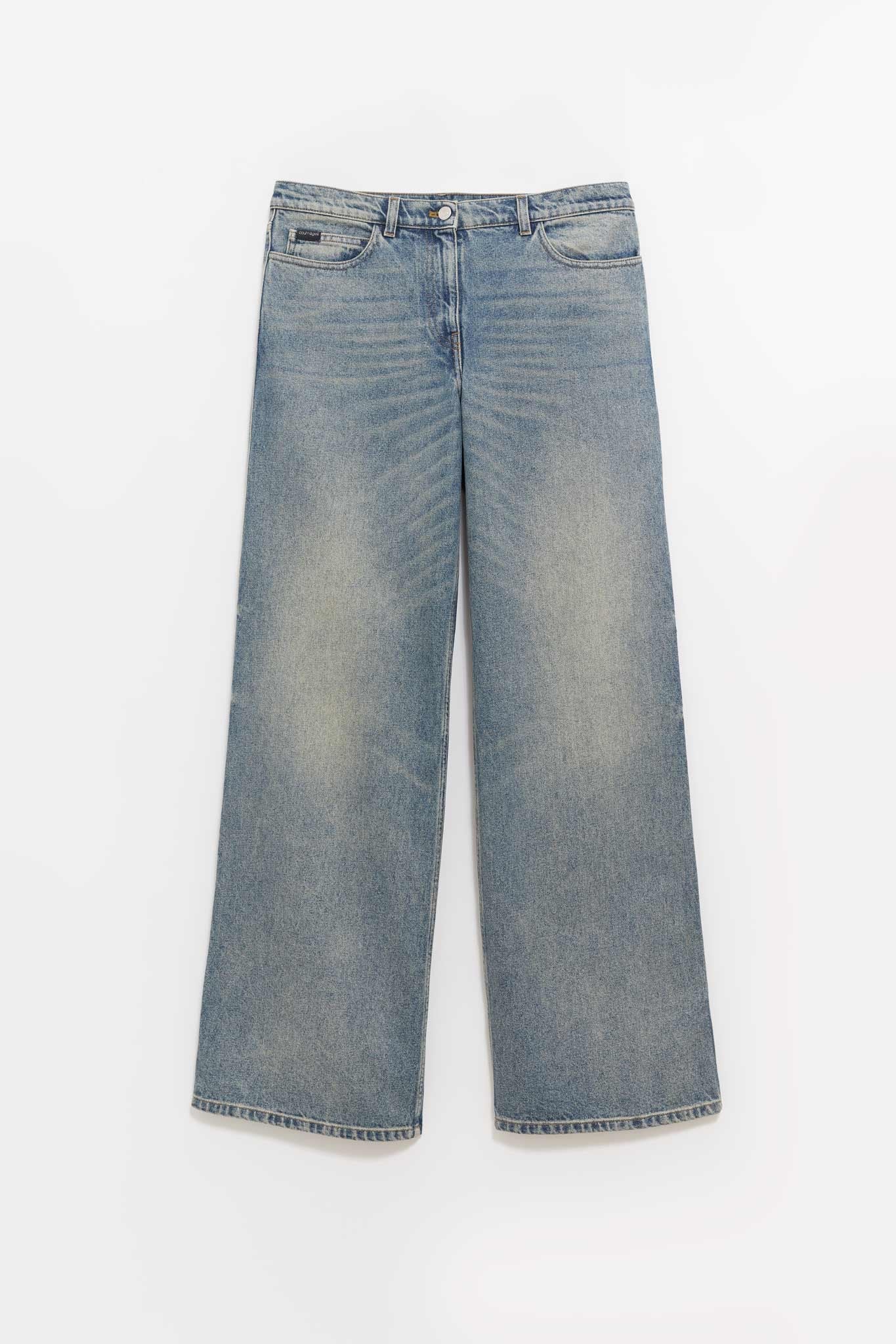 COURREGES VINTAGE MEDIUM BLUE W HAMMER BAGGY JEANS