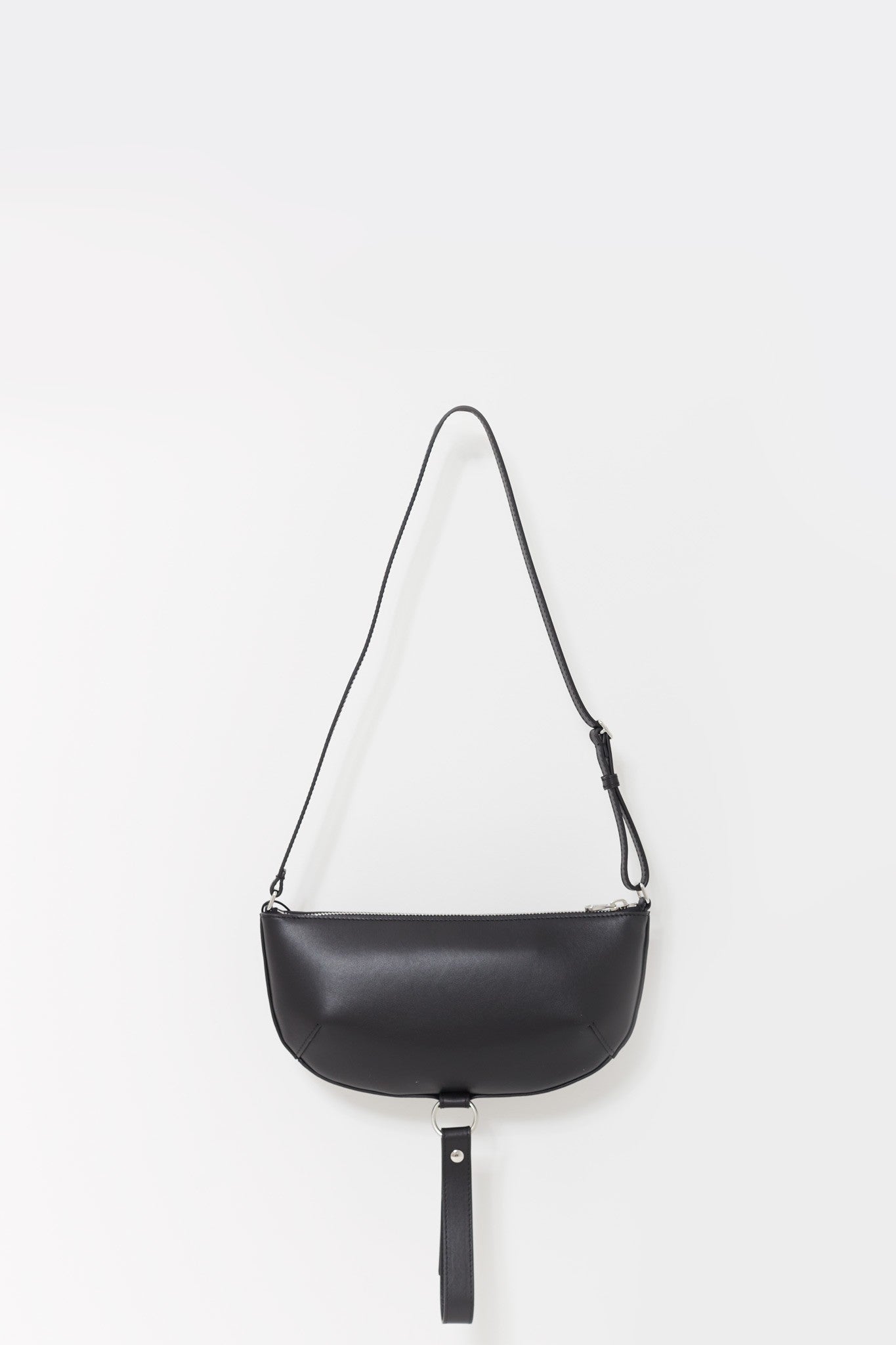 COURREGES BLACK HOLY ECLIPSE LEATHER BAG