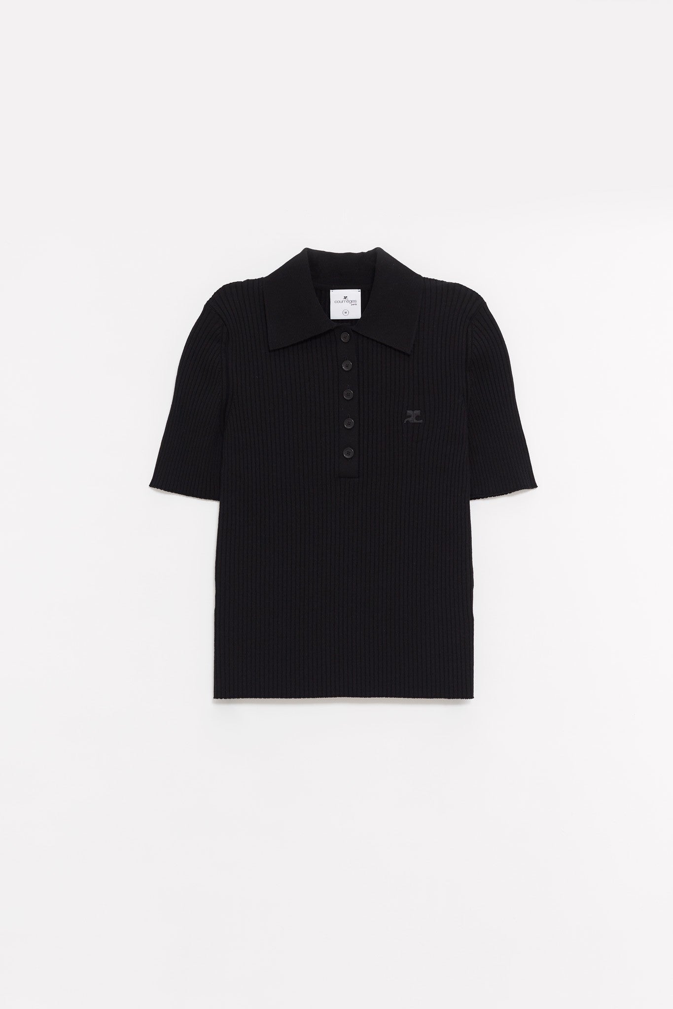 COURREGES BLACK SIGNATURE RIB POLO