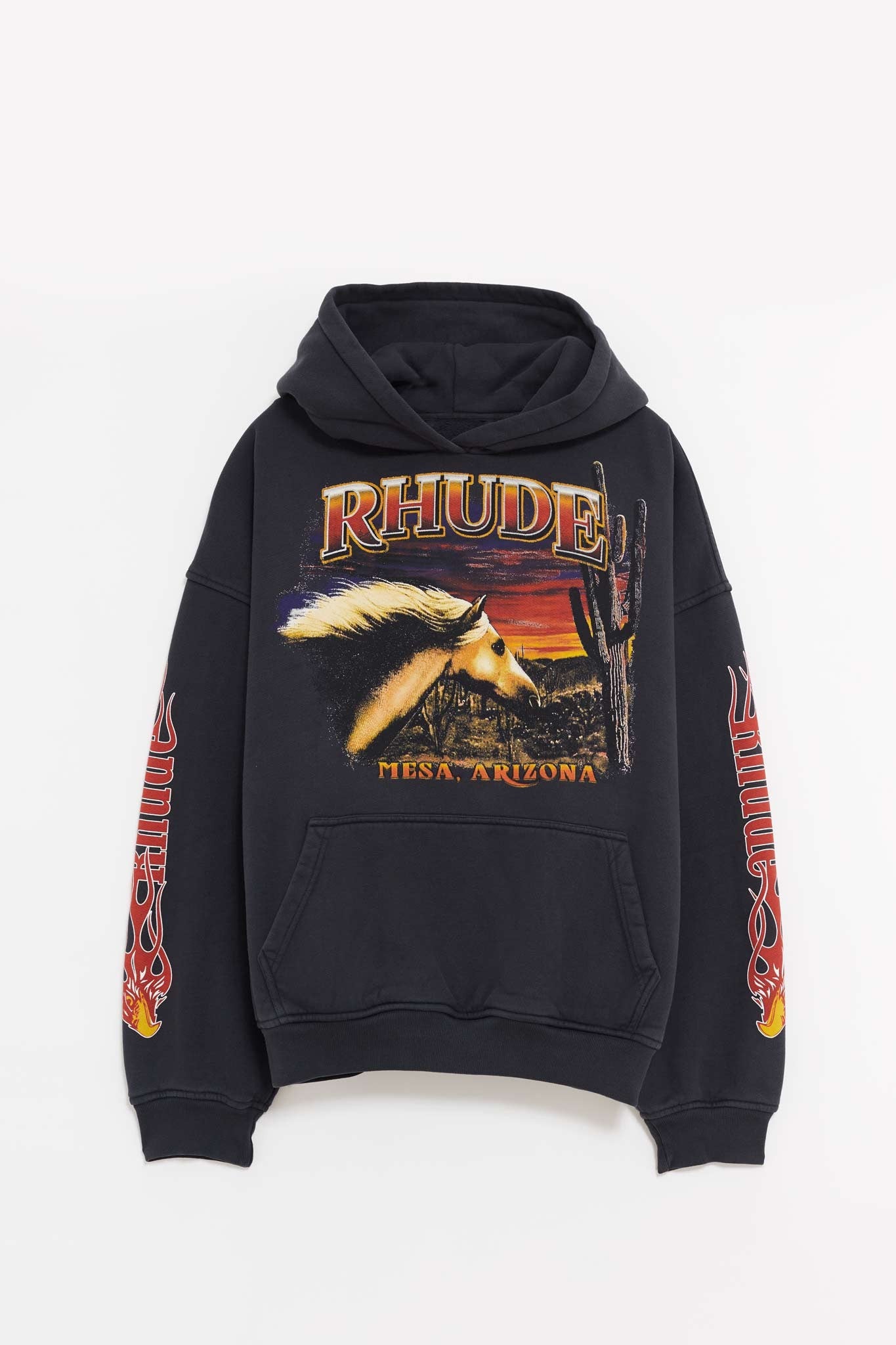 RHUDE VINTAGE BLACK MESA STALLION HOODIE