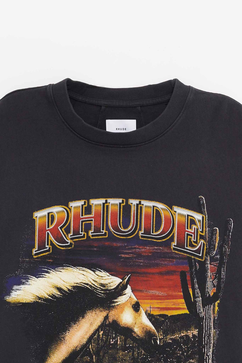 RHUDE VINTAGE BLACK MESA STALLION LS T SHIRT