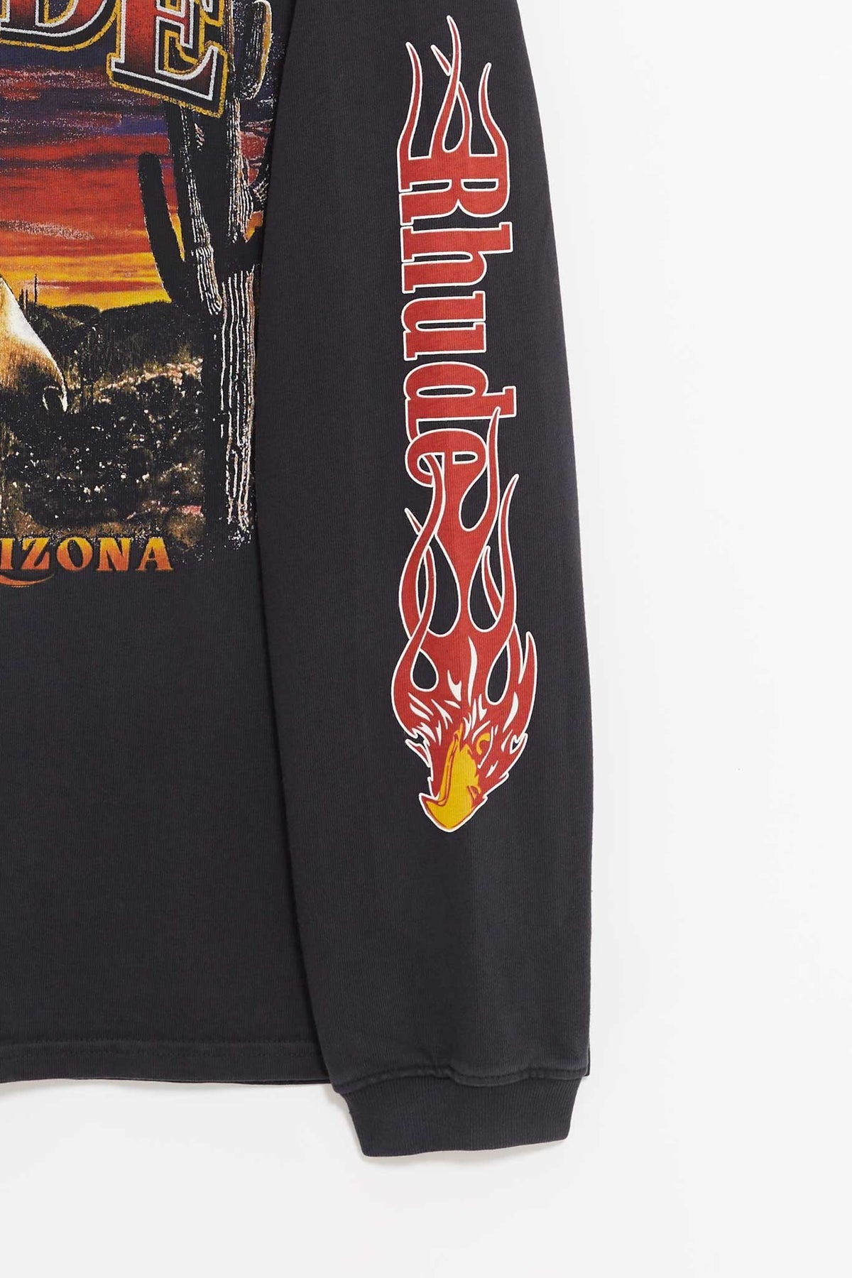 RHUDE VINTAGE BLACK MESA STALLION LS T SHIRT
