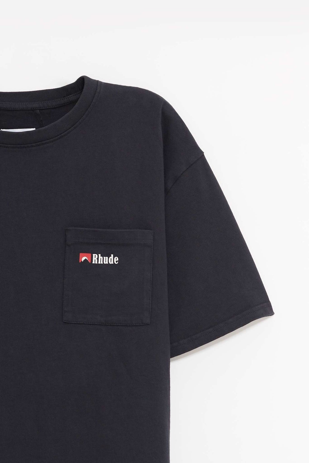 RHUDE VINTAGE BLACK MOONLIGHT WOLF POCKET T SHIRT