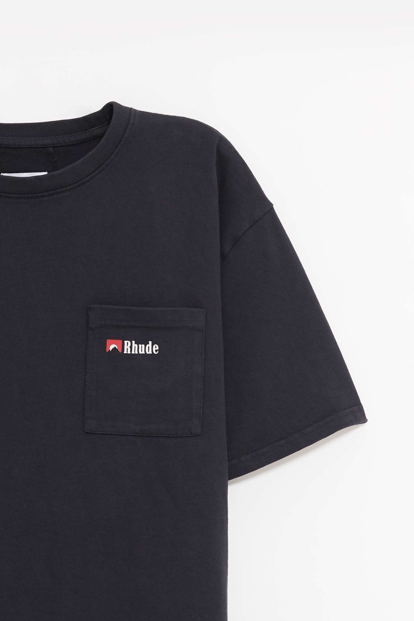 RHUDE VINTAGE BLACK MOONLIGHT WOLF POCKET T SHIRT