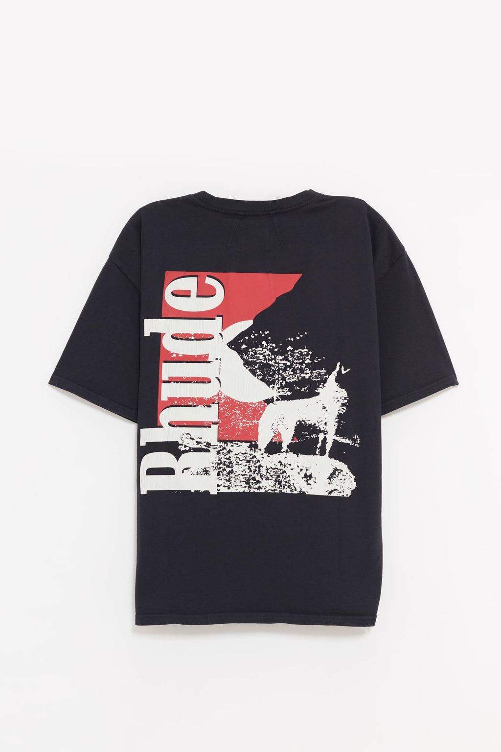 RHUDE VINTAGE BLACK MOONLIGHT WOLF POCKET T SHIRT