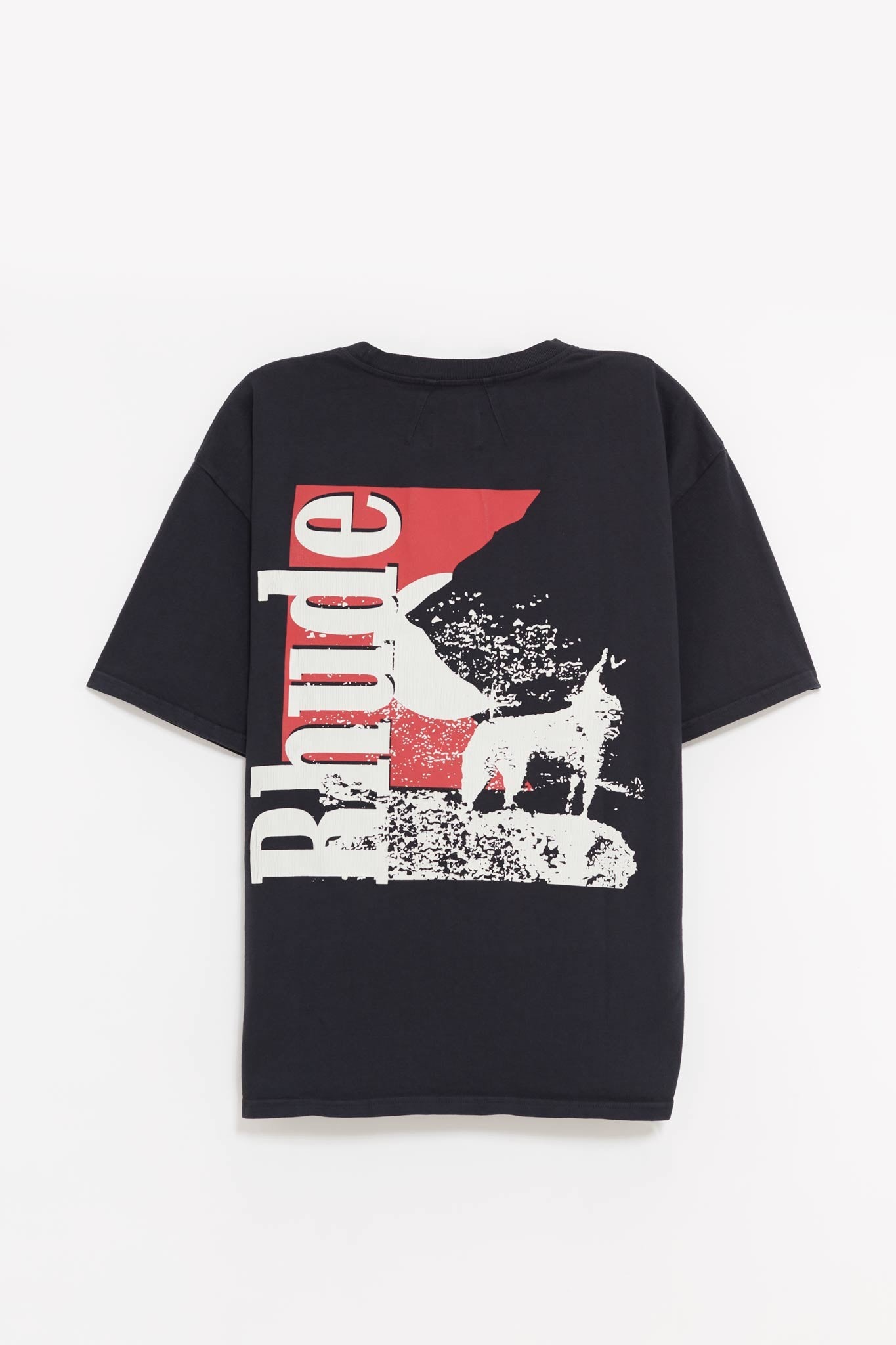 RHUDE VINTAGE BLACK MOONLIGHT WOLF POCKET T SHIRT