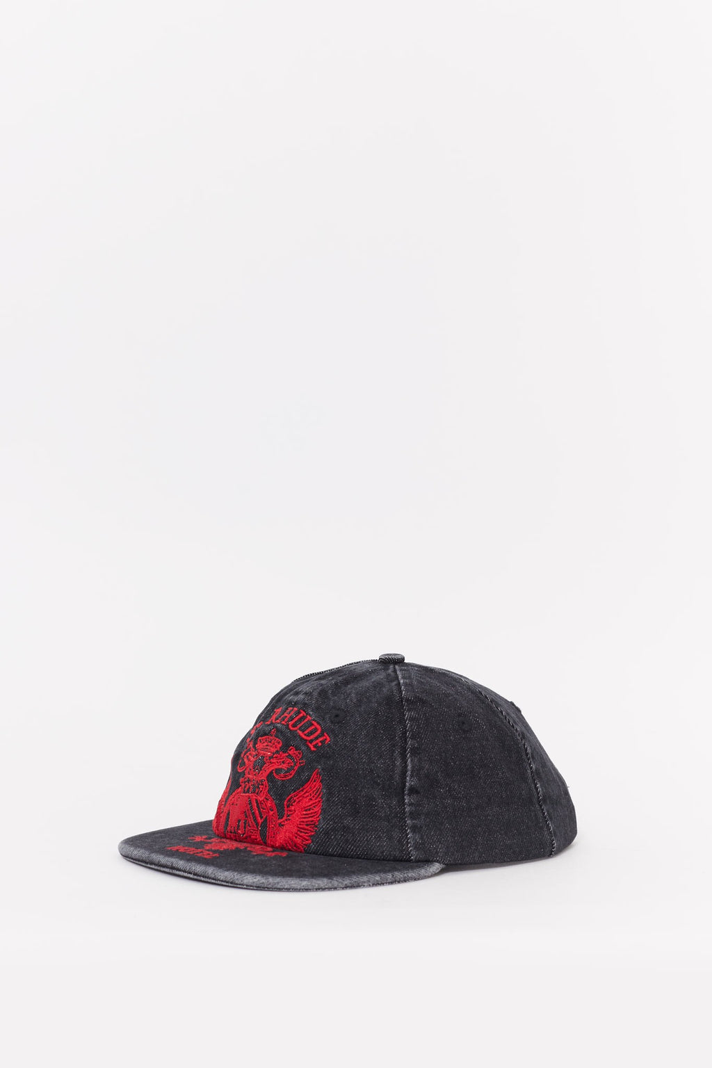 RHUDE AGOURA BLACK ST RHUDE SEAL DENIM CURVED BRIM HAT