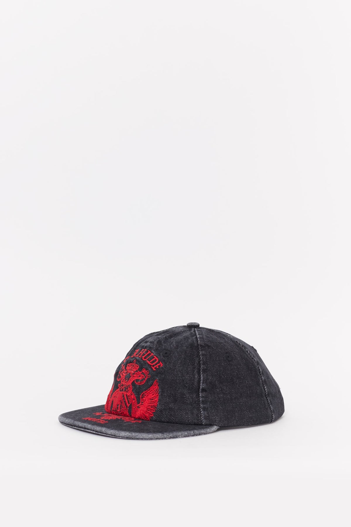 RHUDE AGOURA BLACK ST RHUDE SEAL DENIM CURVED BRIM HAT