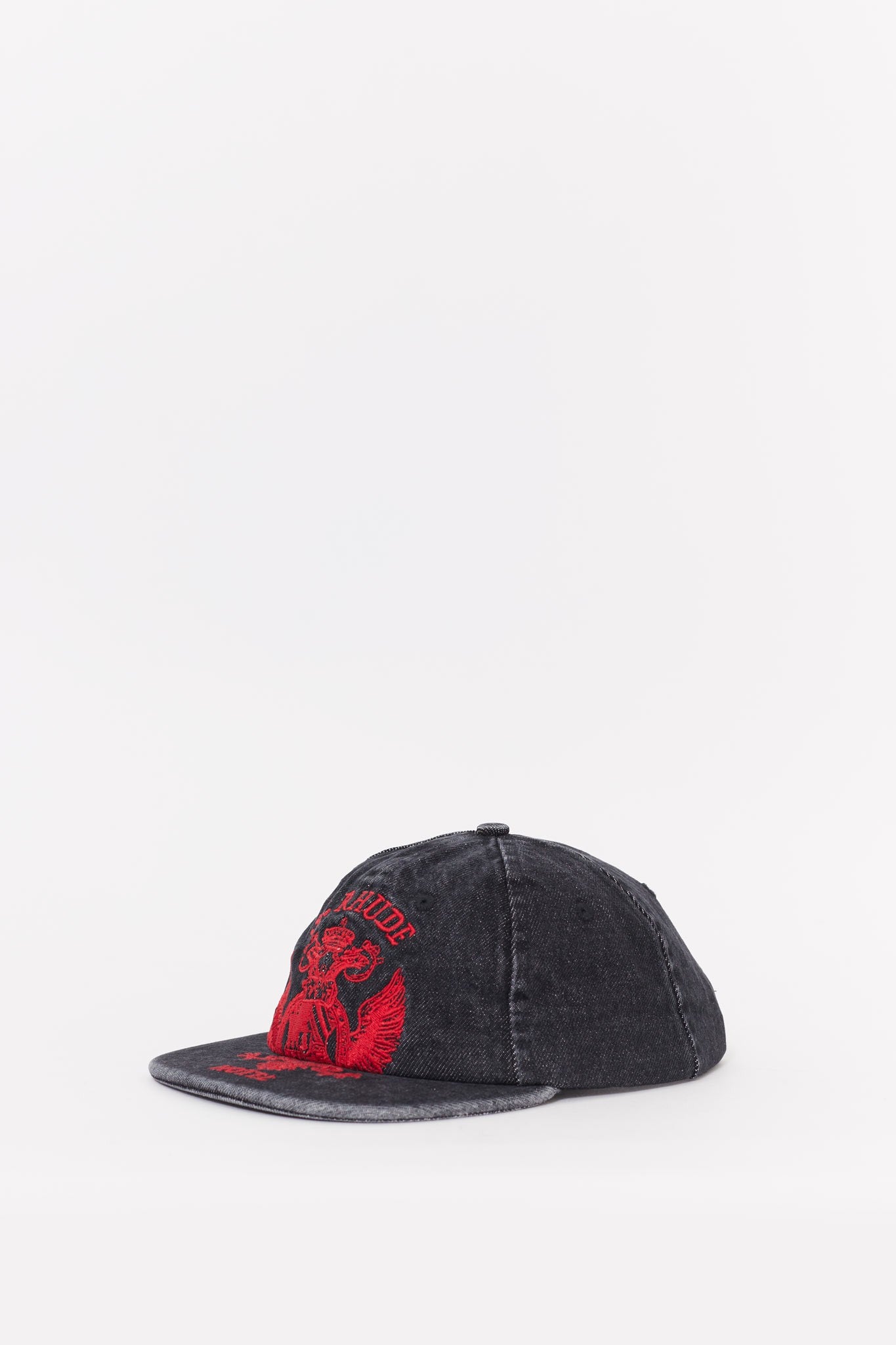 RHUDE AGOURA BLACK ST RHUDE SEAL DENIM CURVED BRIM HAT