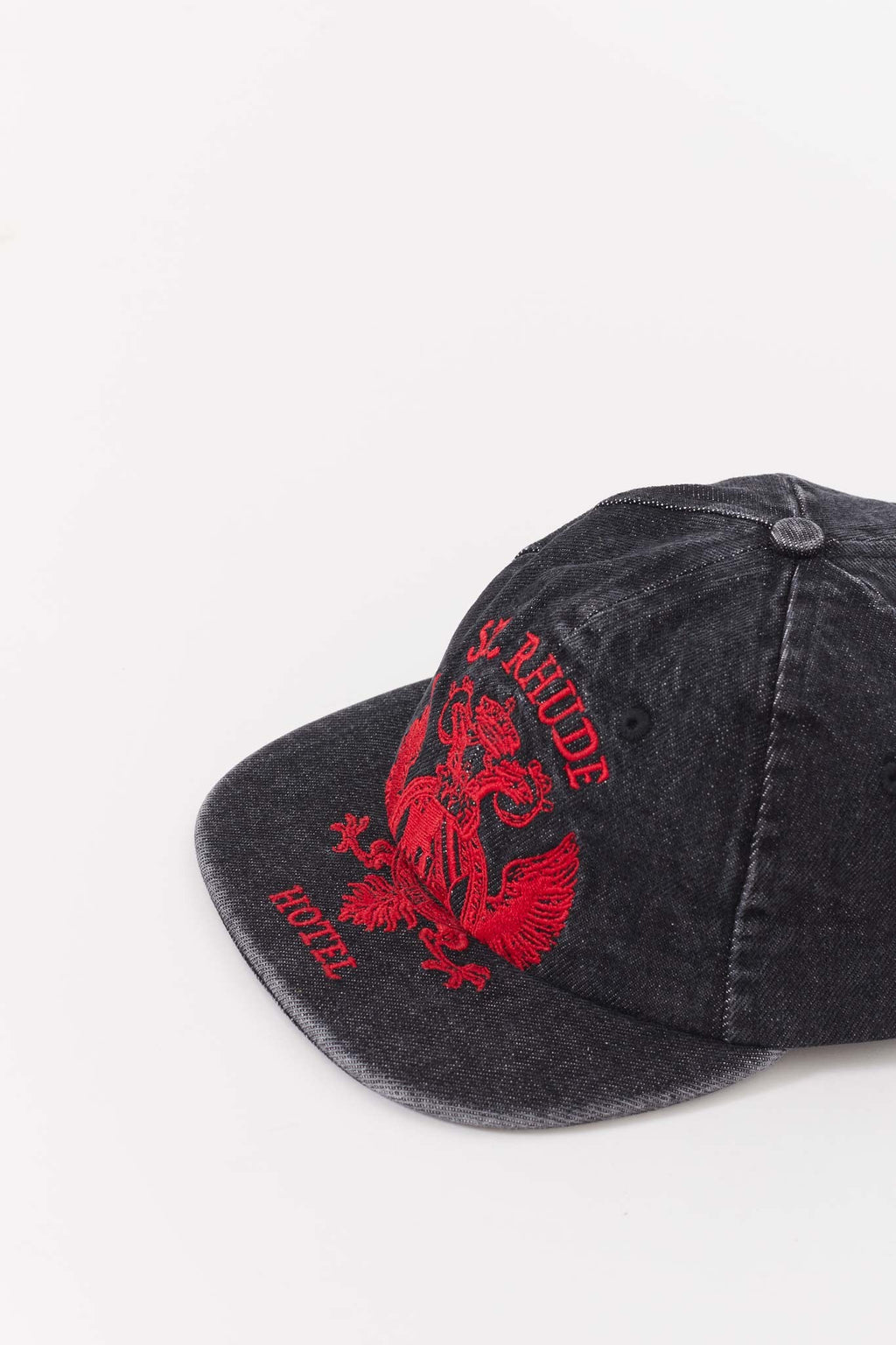 RHUDE AGOURA BLACK ST RHUDE SEAL DENIM CURVED BRIM HAT