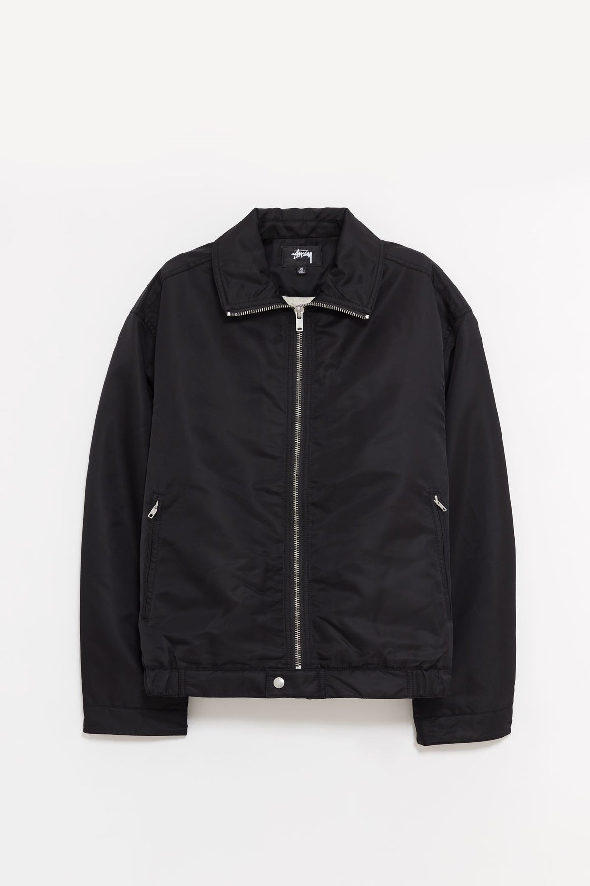 STUSSY BLACK PILE LINED ZIP JACKET