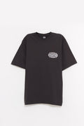 STUSSY FADED BLACK CHAMPION OVAL PIG DYED T SHIRT