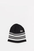STUSSY BLACK SKULLCAP BASIC STRIPED BEANIE