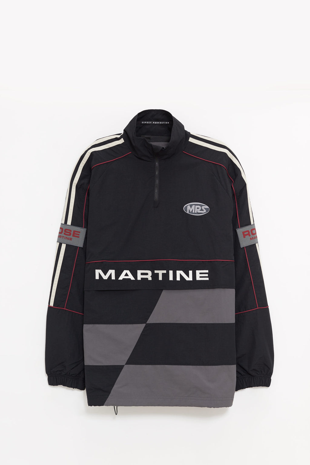 MARTINE ROSE BLACK GREY HOCKEY PULLOVER JACKET