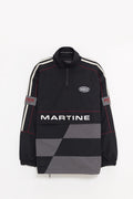 MARTINE ROSE BLACK GREY HOCKEY PULLOVER JACKET