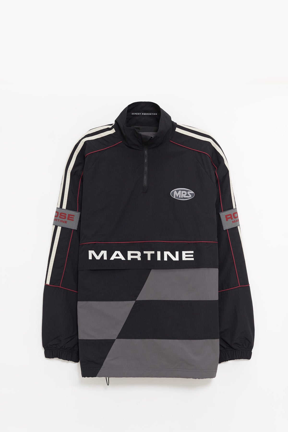 MARTINE ROSE BLACK GREY HOCKEY PULLOVER JACKET