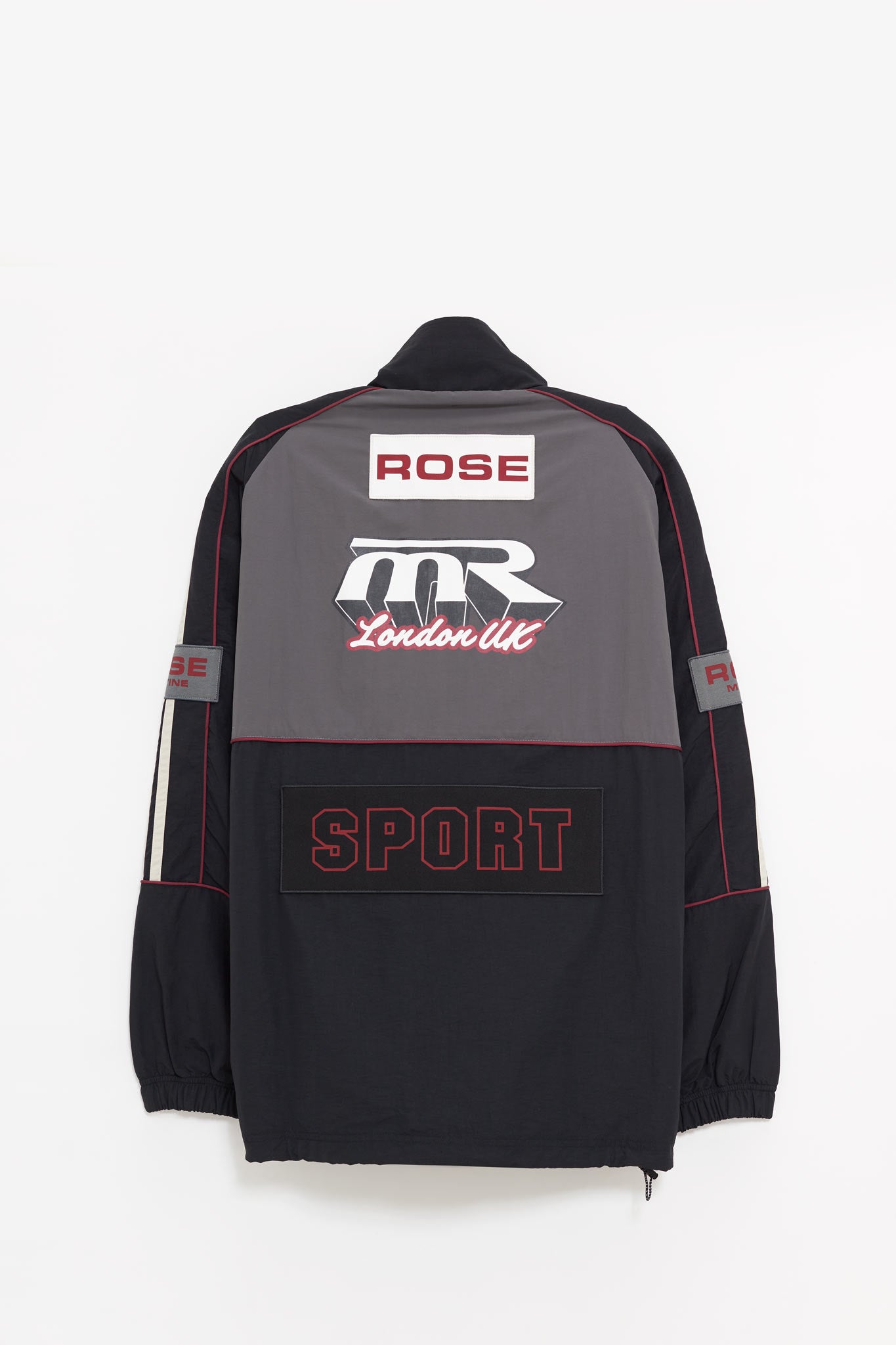 MARTINE ROSE BLACK GREY HOCKEY PULLOVER JACKET