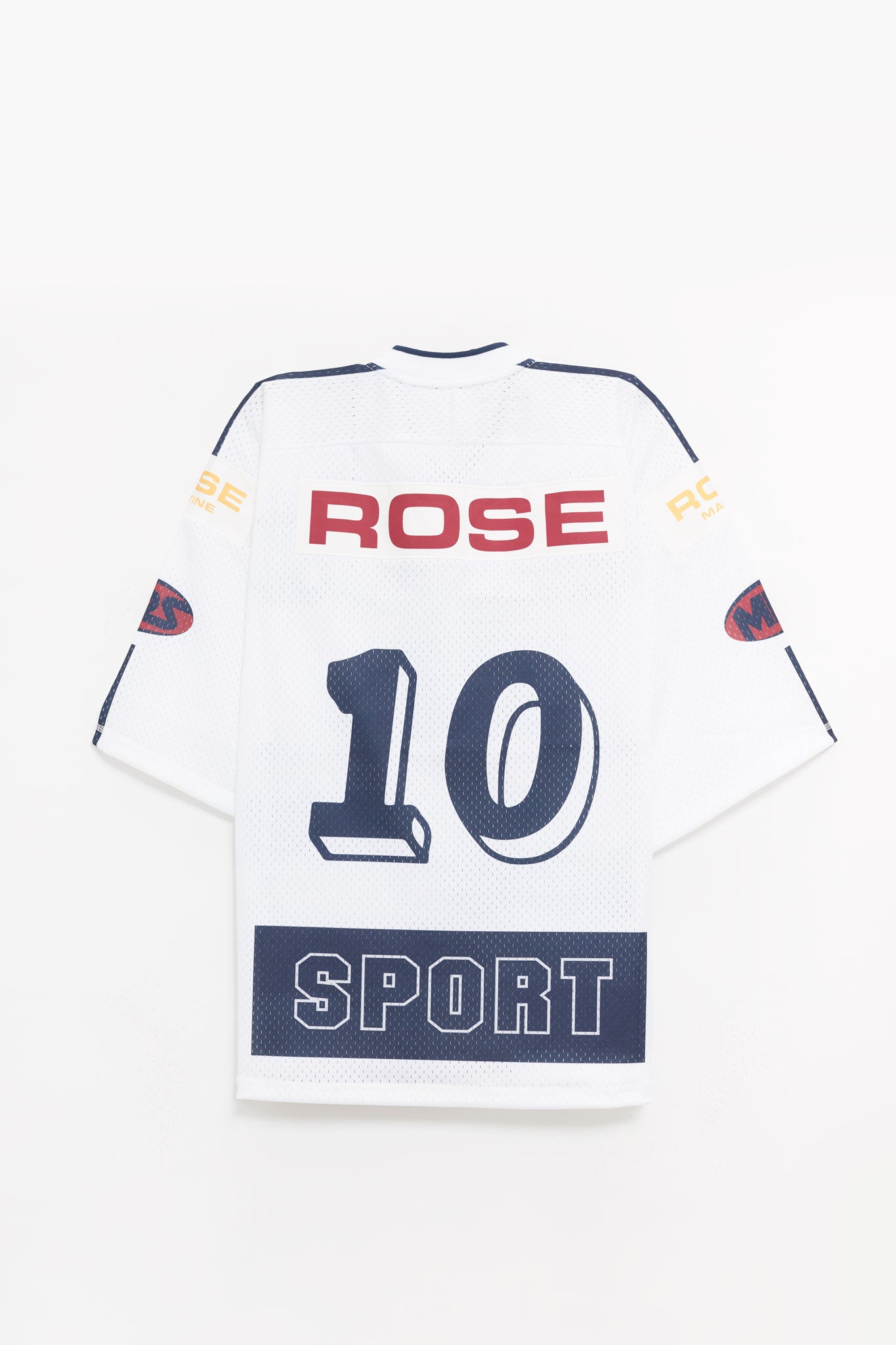 MARTINE ROSE WHITE NAVY OVERSIZED HOCKEY T SHIRT