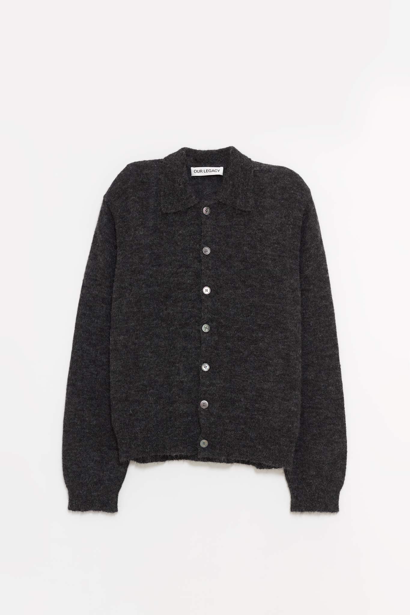 OUR LEGACY CHARCOAL MELANGE EVENING POLO CARDIGAN