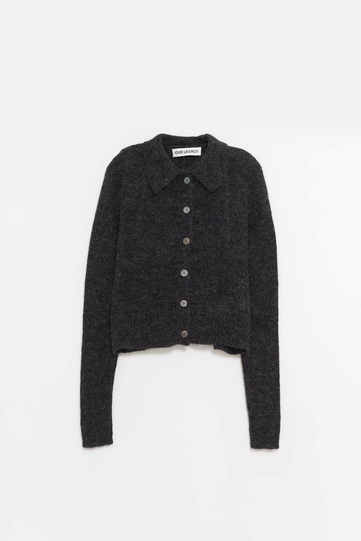 OUR LEGACY CHARCOAL MELANGE MAZZY POLO CARDIGAN