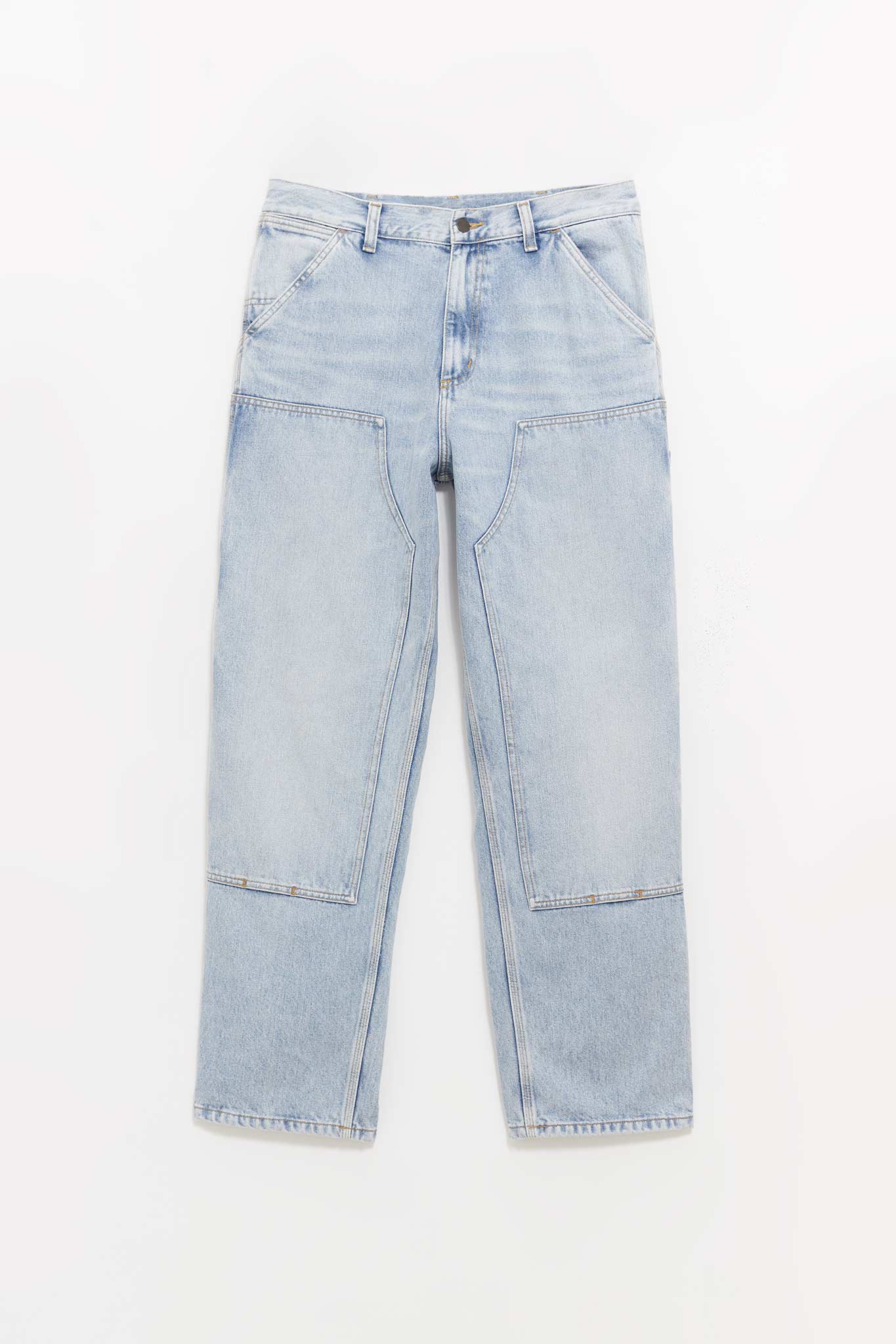 CARHARTT WIP BLUE WORN BLEACHED DOUBLE KNEE PANT
