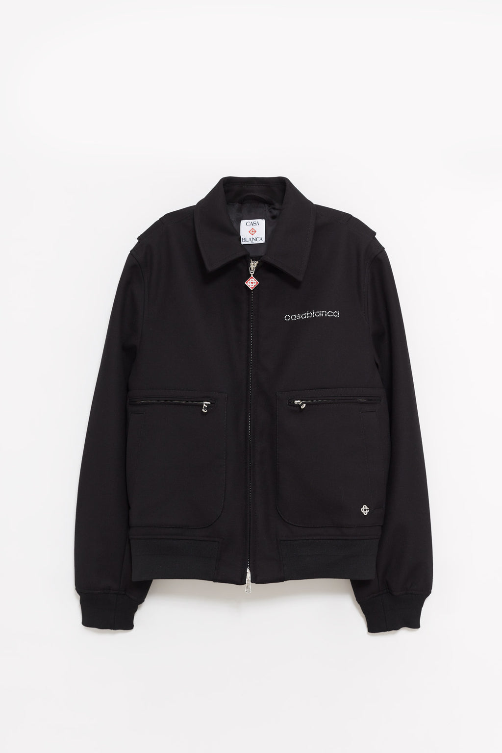 CASABLANCA BLACK BONDED WOOL BLEND JACKET